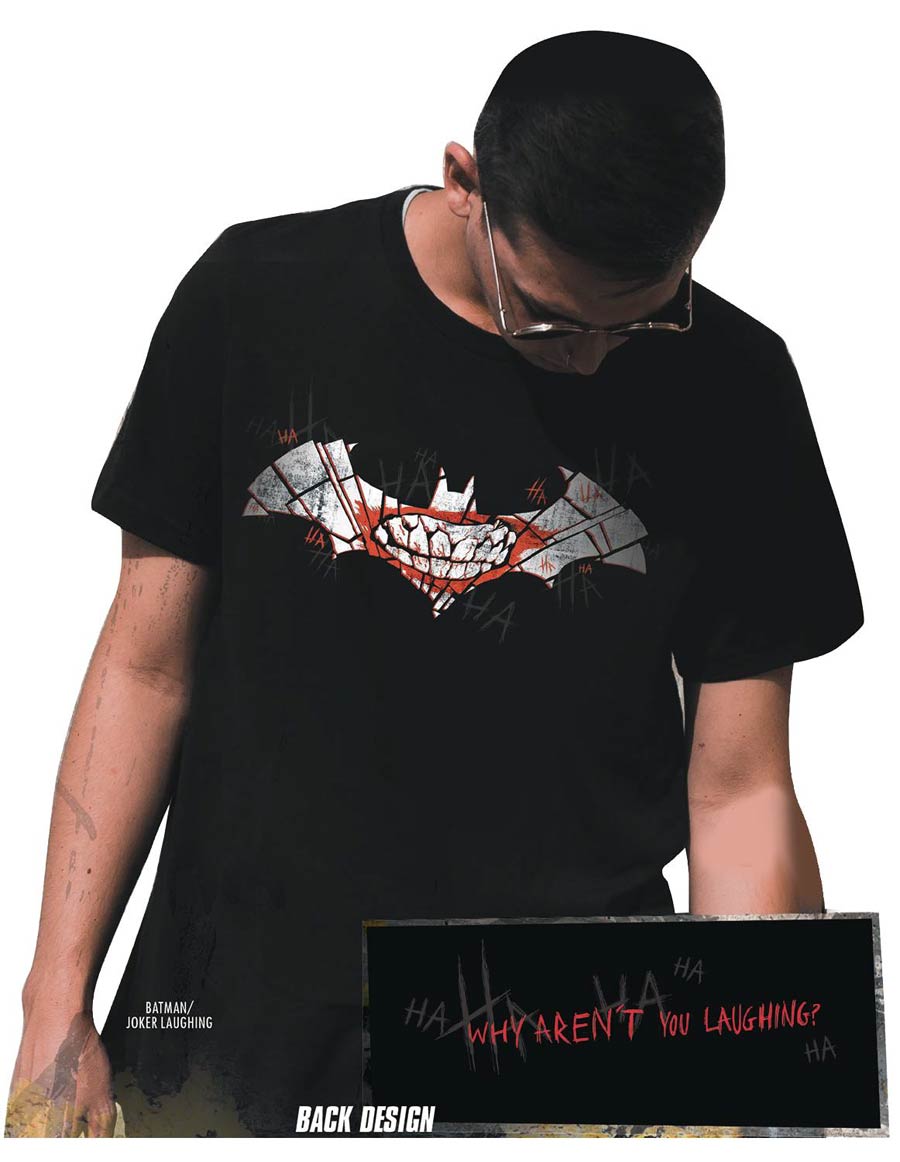 Batman/Joker Laughing Symbol T-Shirt Large