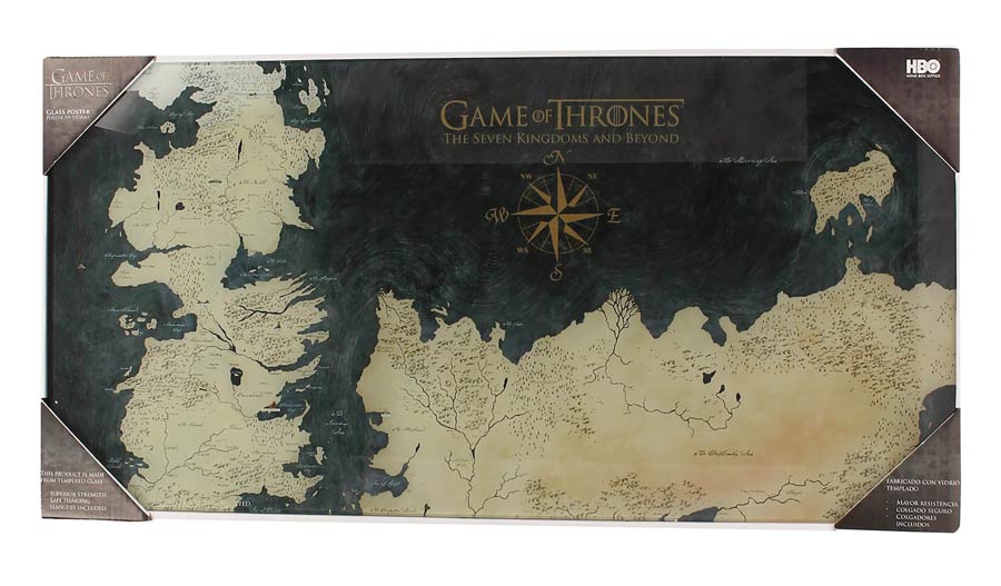 Game Of Thrones Tempered Glass Poster - Westeros Map