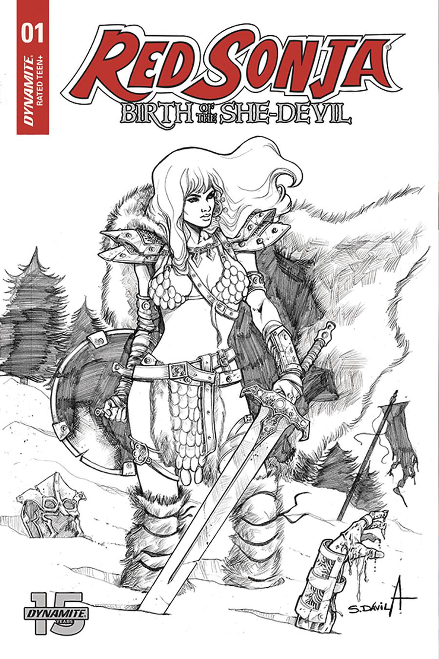 Red Sonja Birth Of The She-Devil #1 Cover E Incentive Sergio Davila Black & White Cover