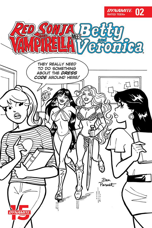 Red Sonja And Vampirella Meet Betty And Veronica #2 Cover G Incentive Dan Parent Black & White Cover