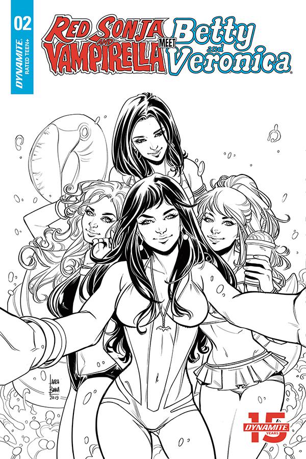 Red Sonja And Vampirella Meet Betty And Veronica #2 Cover I Incentive Laura Braga Black & White Cover