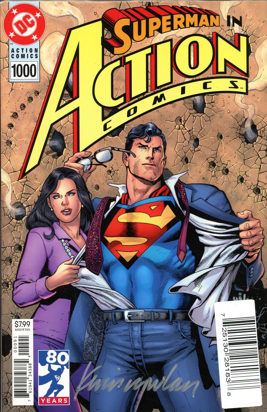 Action Comics Vol 2 #1000 Cover Z-Z-A DF Variant Dan Jurgens 1990s Cover Silver Signature Series Signed By Kevin Nowlan