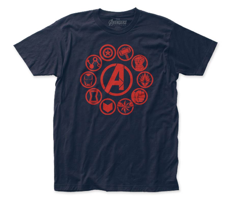 Avengers Endgame Icons Fitted Jersey Navy T-Shirt Large