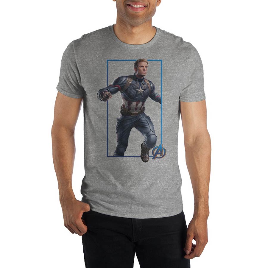 Avengers Endgame Captain America Grey T-Shirt Large
