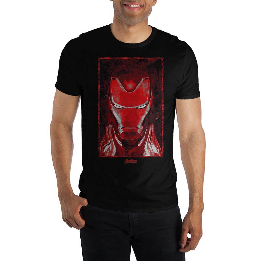Avengers Endgame Iron Man Helmet Black T-Shirt Large