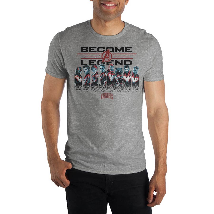 Avengers Endgame Group Shot Become A Legend Grey T-Shirt Large