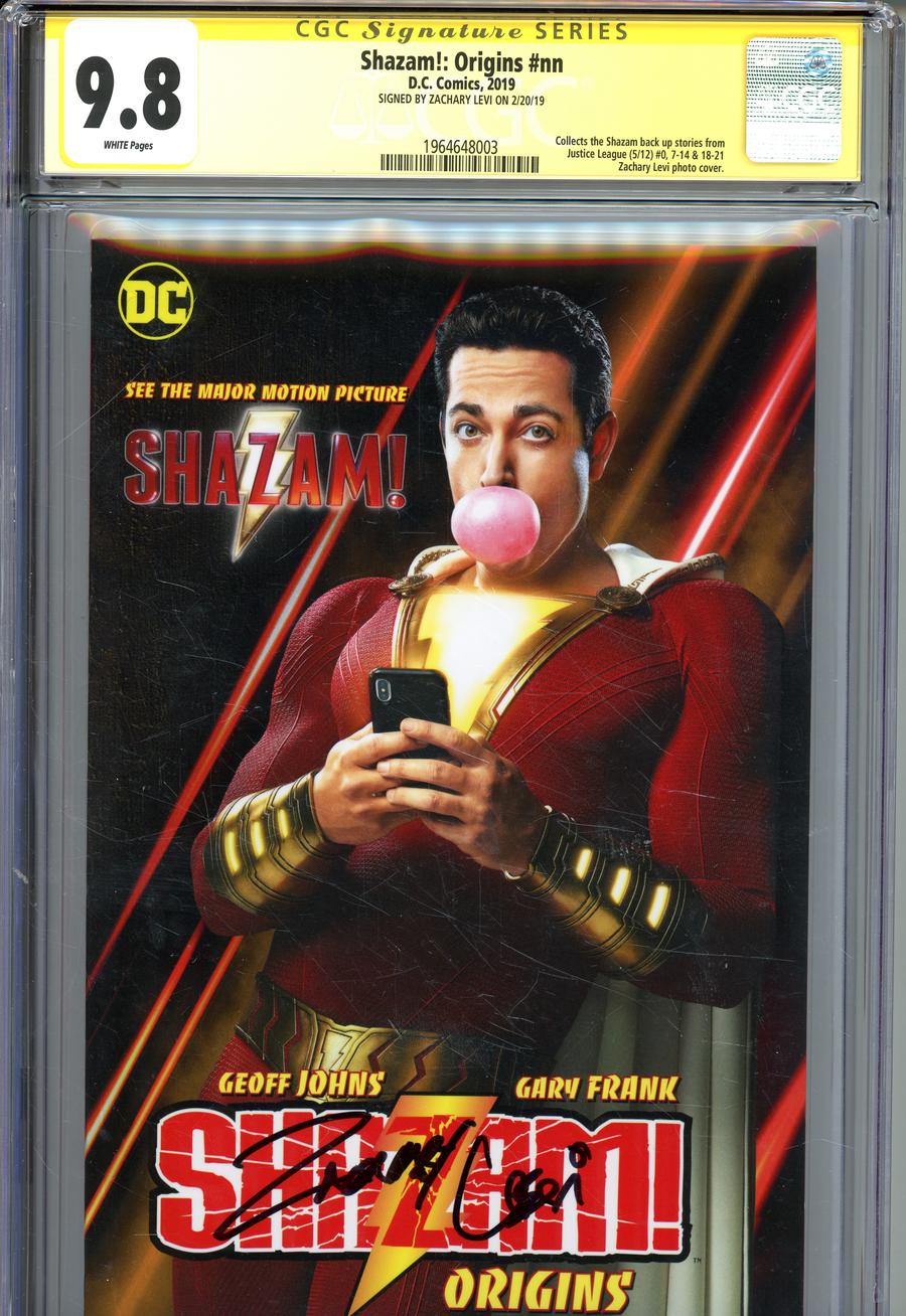 SHAZAM Origins TP Signed By Zachary Levi CGC 9.8