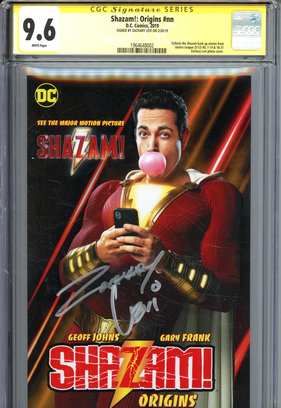 SHAZAM Origins TP Signed By Zachary Levi CGC 9.6