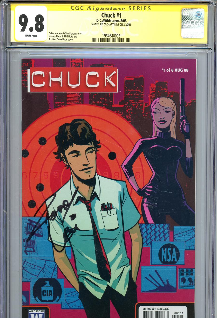 Chuck #1 Cover B Signed By Zachary Levi CGC 9.8