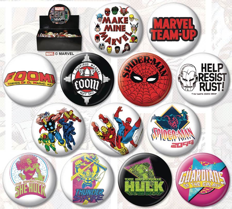 Marvel 80th Anniversary Button 144-Piece Display