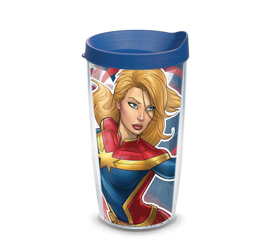 Captain Marvel Comic 16-Ounce Tumbler With Lid