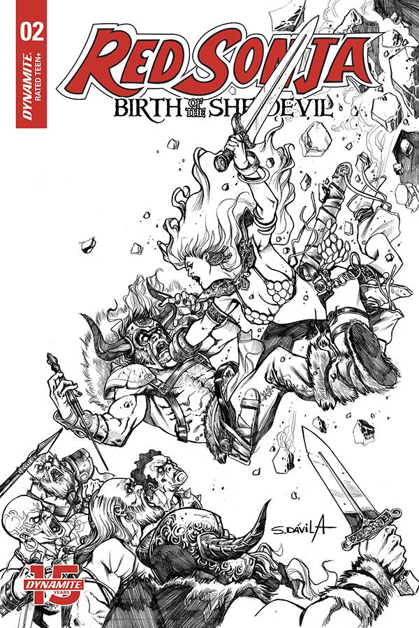 Red Sonja Birth Of The She-Devil #2 Cover F Incentive Sergio Davila Black & White Cover