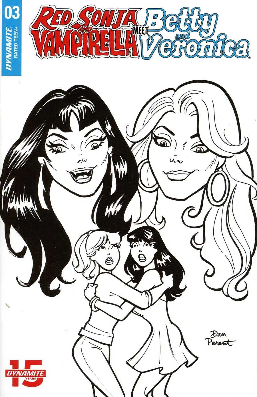 Red Sonja And Vampirella Meet Betty And Veronica #3 Cover F Incentive Dan Parent Black & White Cover