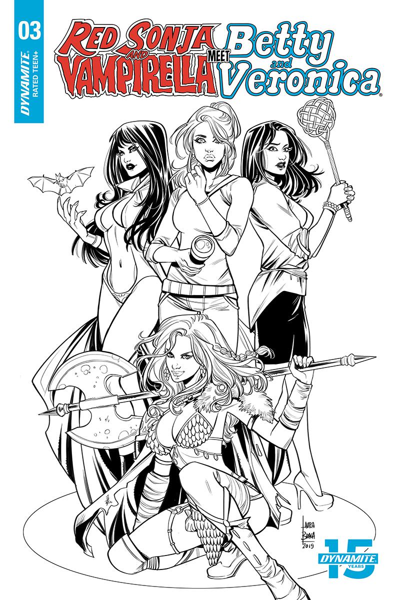 Red Sonja And Vampirella Meet Betty And Veronica #3 Cover G Incentive Laura Braga Black & White Cover