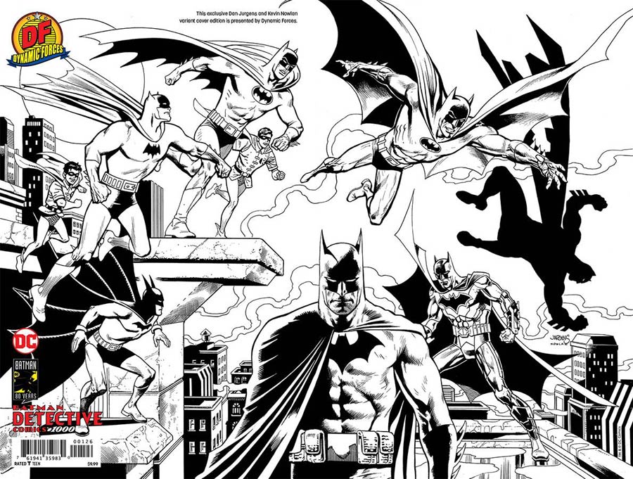 Detective Comics Vol 2 #1000 Cover Z-O DF Exclusive Dan Jurgens & Kevin Nowlan Wraparound Black & White Virgin Cover