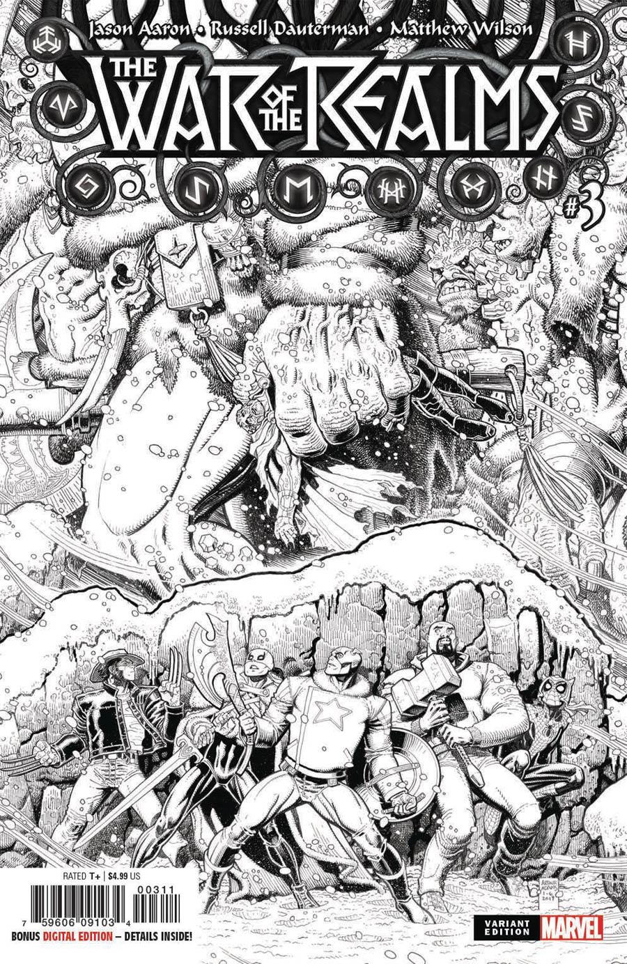 War Of The Realms #3 Cover I Incentive Arthur Adams Black & White Cover