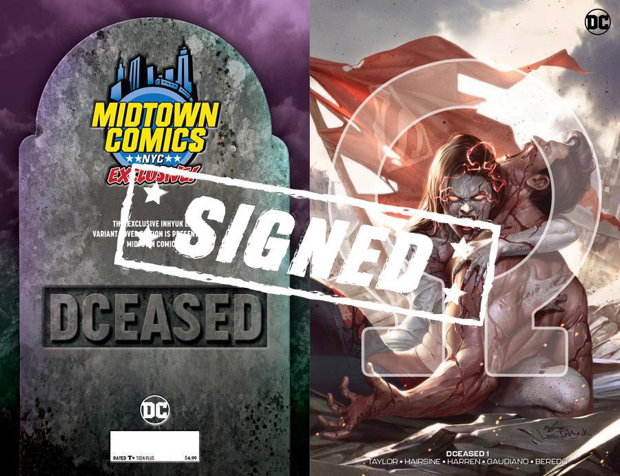 DCeased #1  Midtown Exclusive Cover B Inhyuk Lee Connecting Omega Variant Cover Signed By Tom Taylor