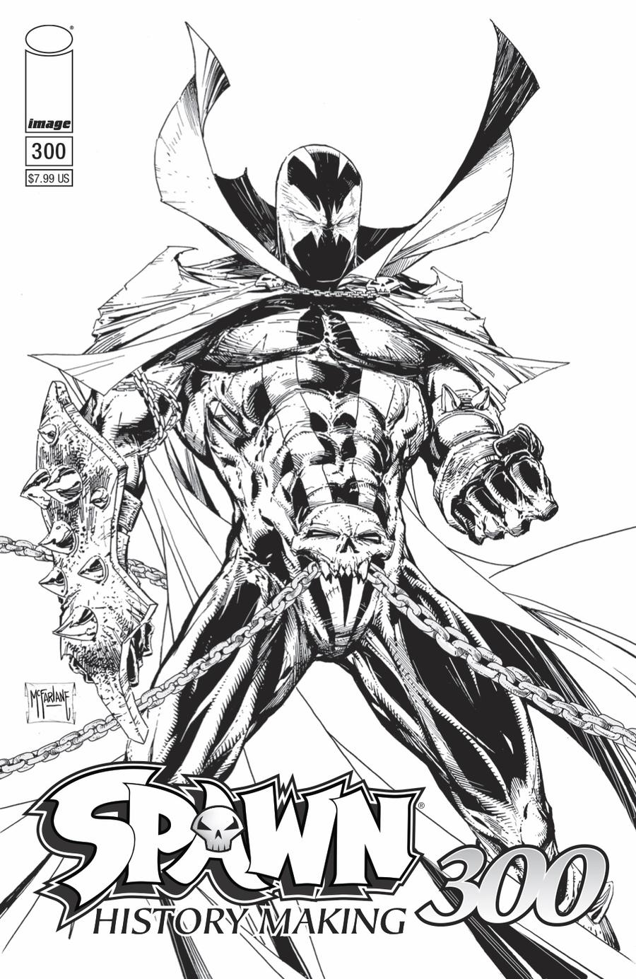 Spawn #300 Cover B Variant Todd McFarlane Black & White Cover