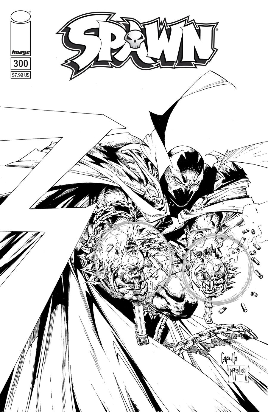 Spawn #300 Cover F Variant Greg Capullo & Todd McFarlane Black & White Cover