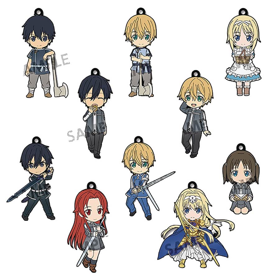 Pikuriru Sword Art Online Rubber Strap Blind Mystery Box 10-Piece Display