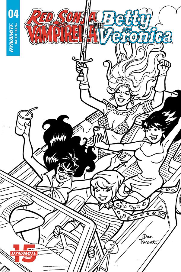 Red Sonja And Vampirella Meet Betty And Veronica #4 Cover F Incentive Dan Parent Black & White Cover