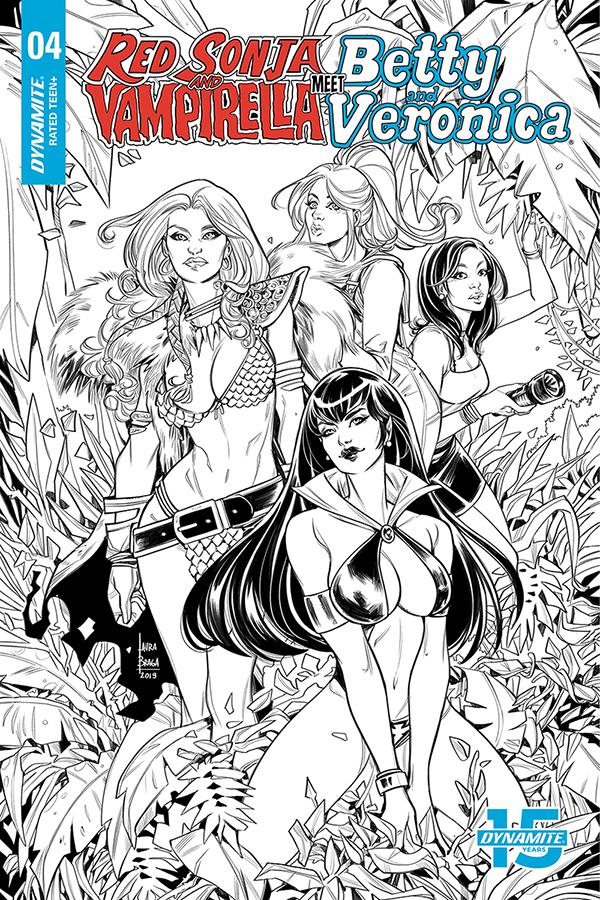 Red Sonja And Vampirella Meet Betty And Veronica #4 Cover H Incentive Laura Braga Black & White Cover