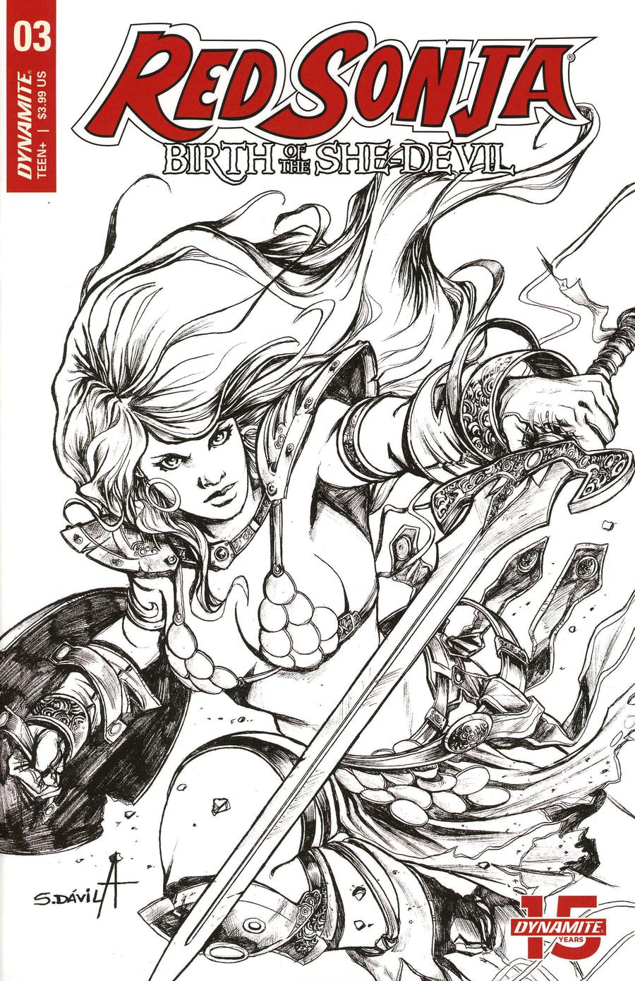 Red Sonja Birth Of The She-Devil #3 Cover F Incentive Sergio Davila Black & White Cover