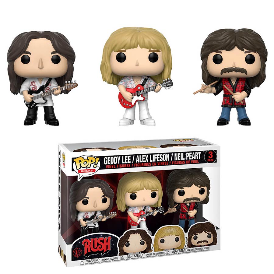 POP Rocks Rush Geddy Lee Alex Lifeson Neil Peart 3-Pack Vinyl Figure