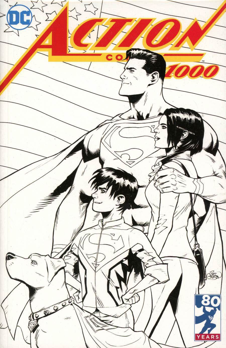 Action Comics Vol 2 #1000 Cover Z-Z-B Newbury Comics Exclusive Patrick Gleason Black And White Variant Cover