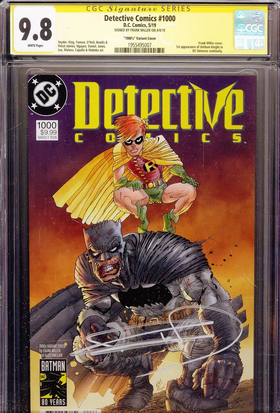 Detective Comics Vol 2 #1000 CGC SS 9.8 Signed By Frank Miller Variant Frank Miller 1980s Cover