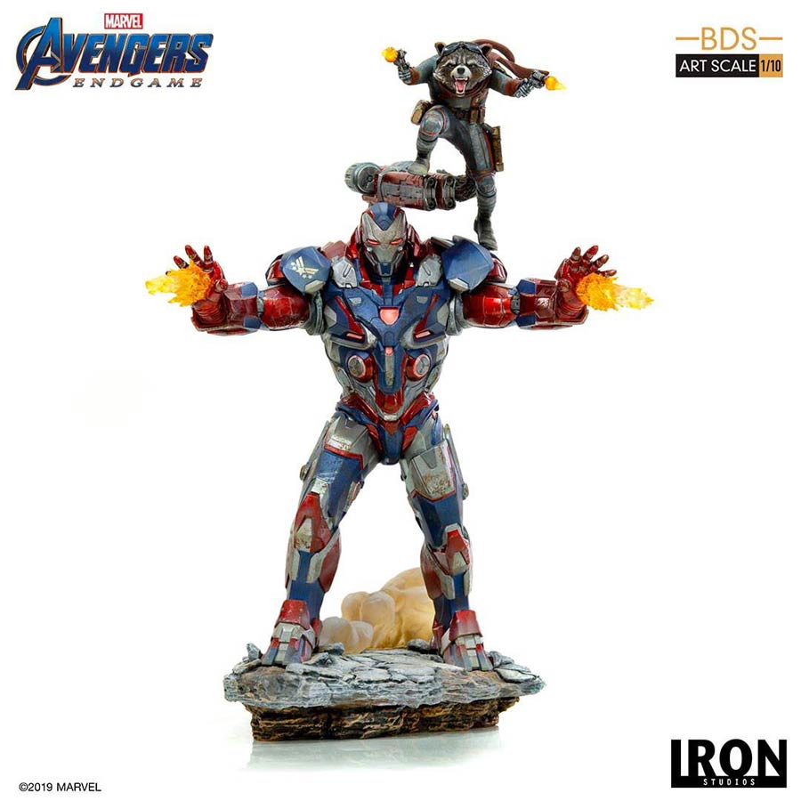Avengers Endgame Iron Patriot And Rocket Raccoon 1/10 Scale Battle Diorama Art Scale Statue