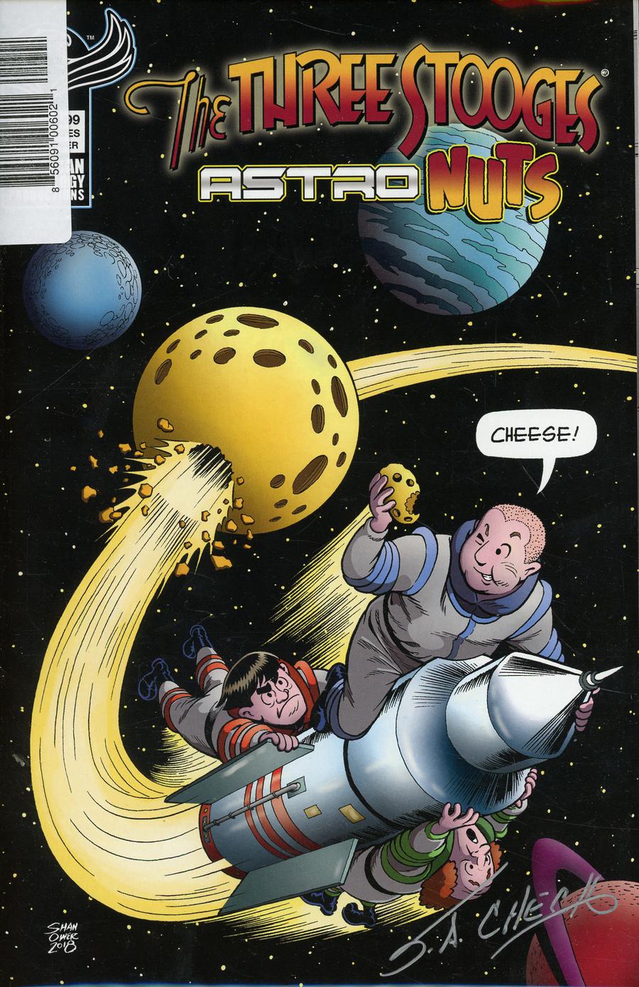 Three Stooges Astro Nuts #1 Cover D Limited Edition Signed By SA Check