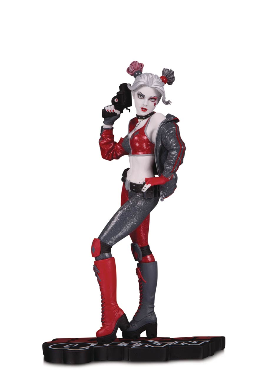Harley Quinn Red White And Black Statue By Joshua Middleton