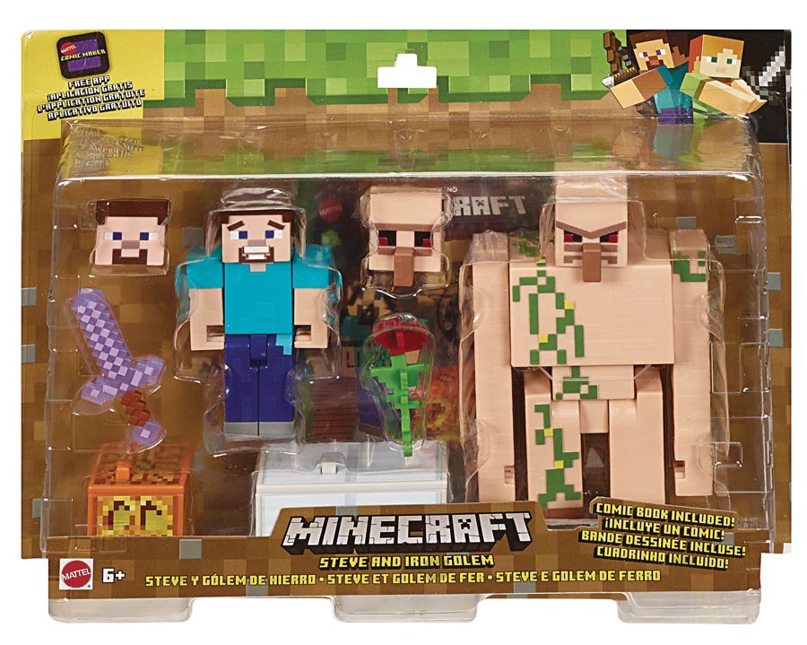 Minecraft Comic Maker Steve / Iron Golem 2-Pack Action Figure Case