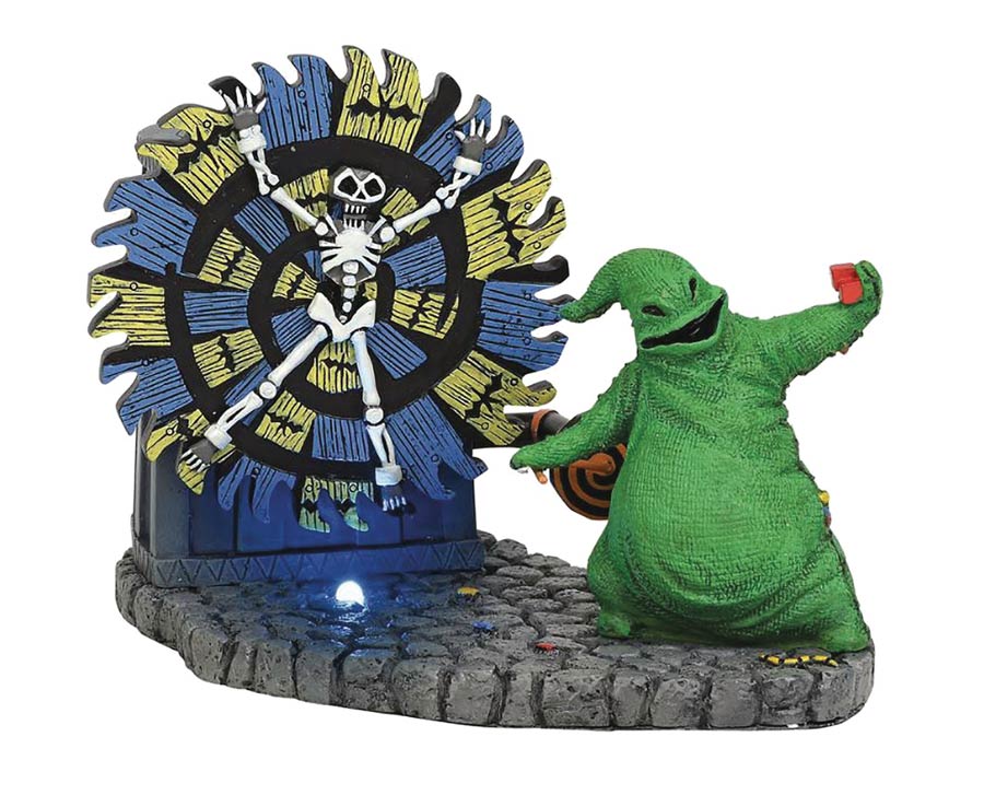 Nightmare Before Christmas Village Animated Oogie Boogie Wheel Spin Figurine