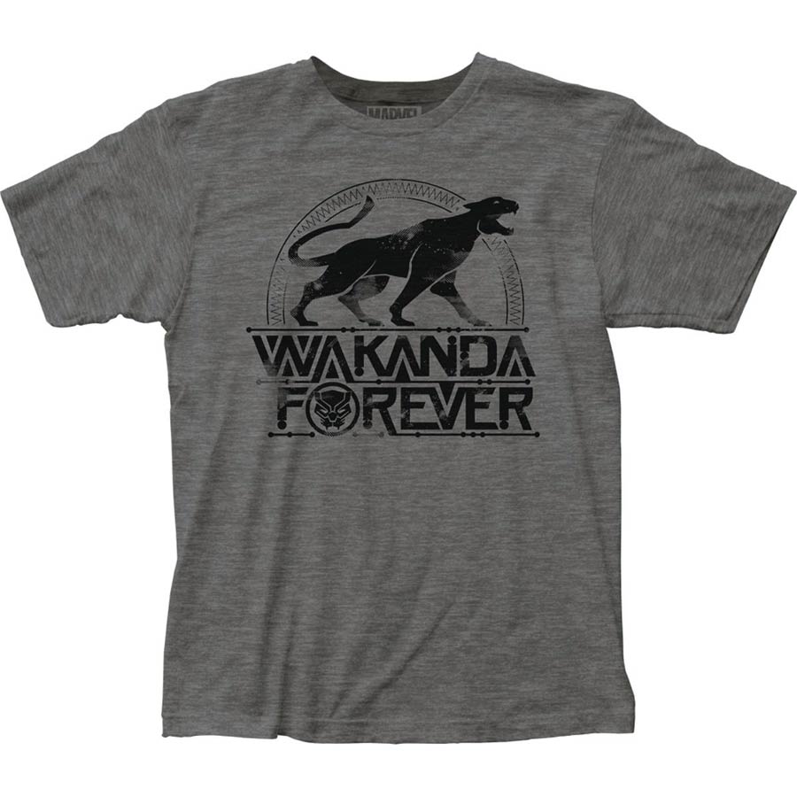 Black Panther Wakanda Forever Gray T-Shirt Large