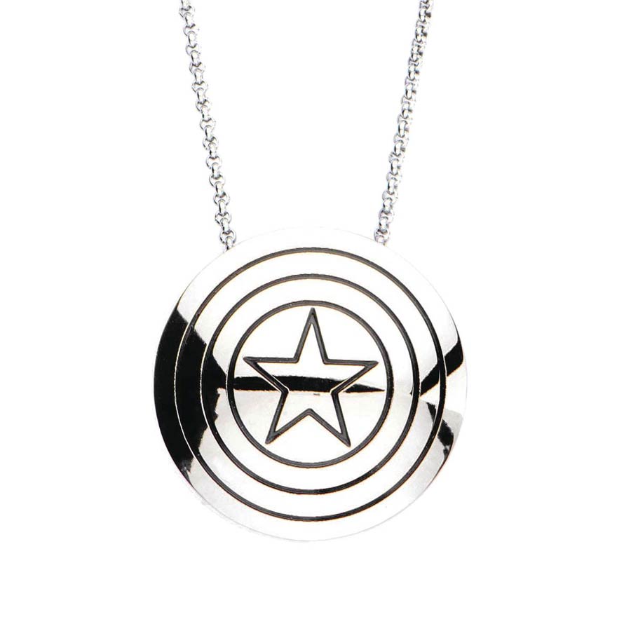 Captain America Shield Star 18-Inch Silver Necklace