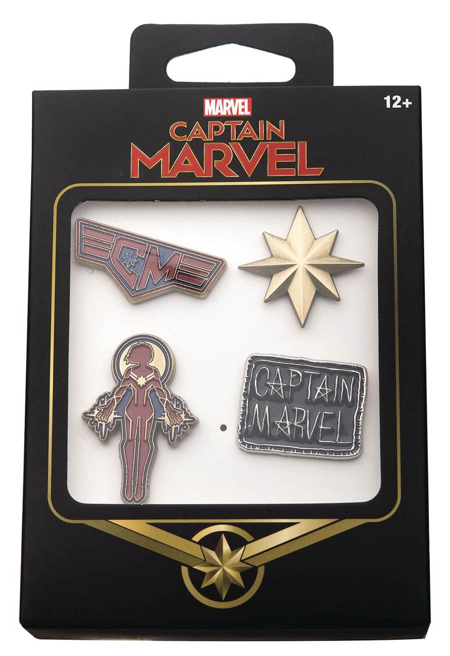 Captain Marvel 4-Piece Boxed Pin Set