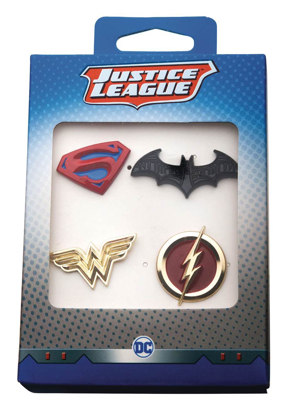 DC Heroes 4-Piece Boxed Pin Set - Justice League Logos