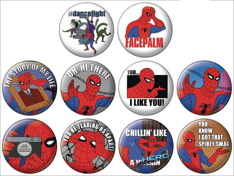 Spider-Man 1960s Cartoon Button 144-Piece Display