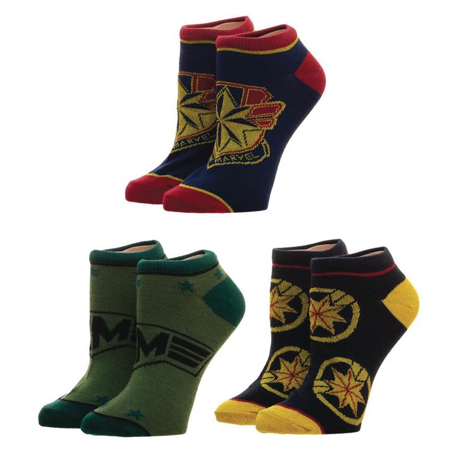 Captain Marvel 3-Pack Ankle Socks