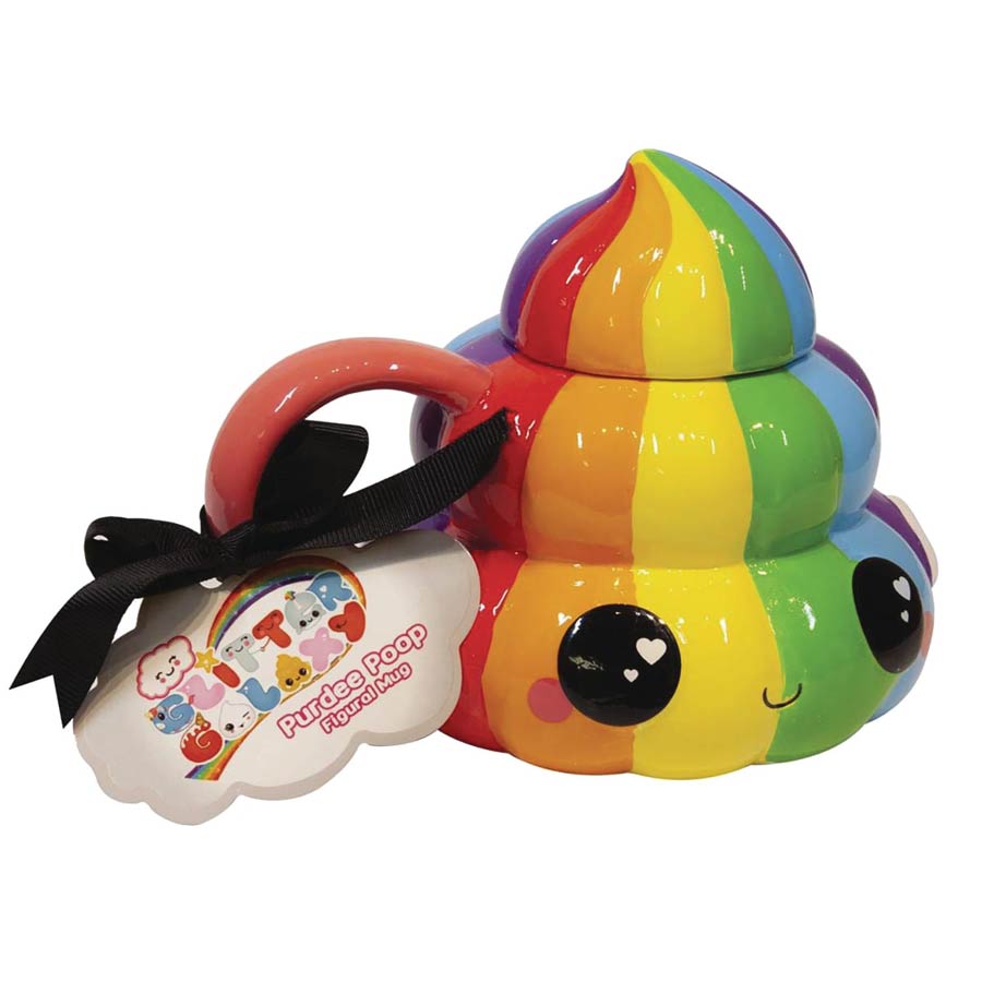 Glitter Galaxy Rainbow Poop Figural Ceramic Mug