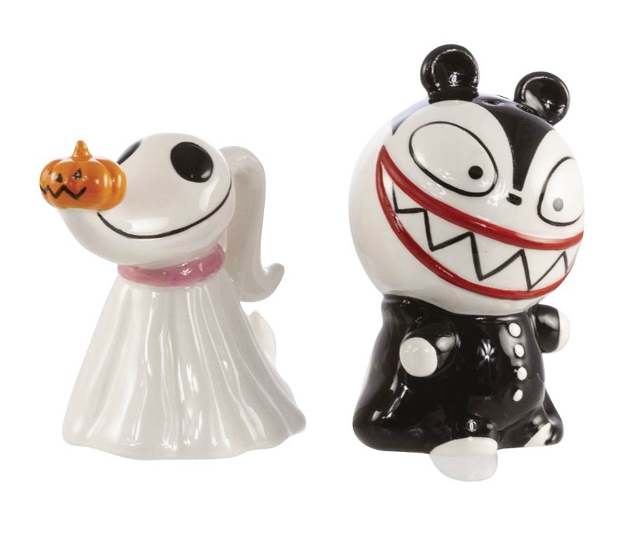 Nightmare Before Christmas Zero & Scary Ceramic Salt & Pepper Shaker 2-Piece Set