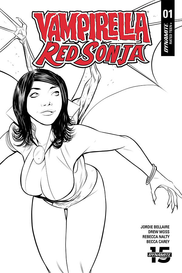 Vampirella Red Sonja #1 Cover G Incentive Drew Moss Then And Now Black & White Cover