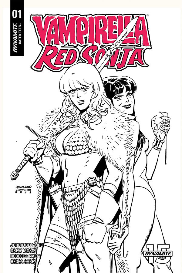 Vampirella Red Sonja #1 Cover M Incentive Leonardo Romero & Jordie Bellaire Black & White Cover