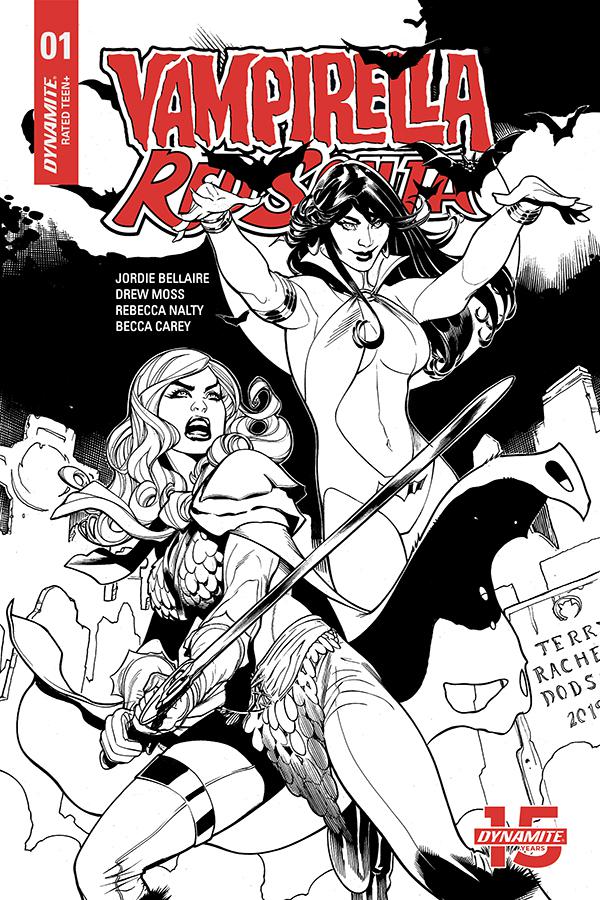 Vampirella Red Sonja #1 Cover N Incentive Terry Dodson & Rachel Dodson Black & White Cover