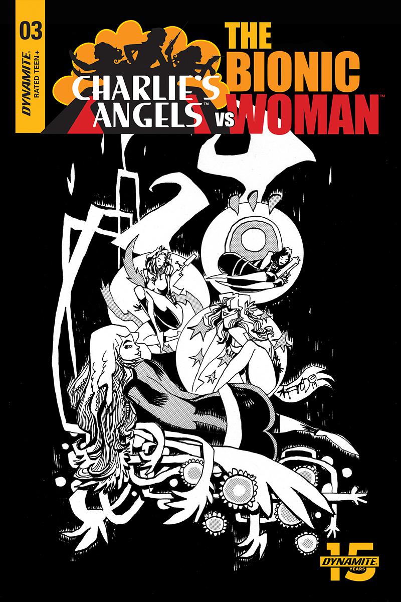 Charlies Angels vs The Bionic Woman #3 Cover C Incentive Jim Mahfood Black & White Cover