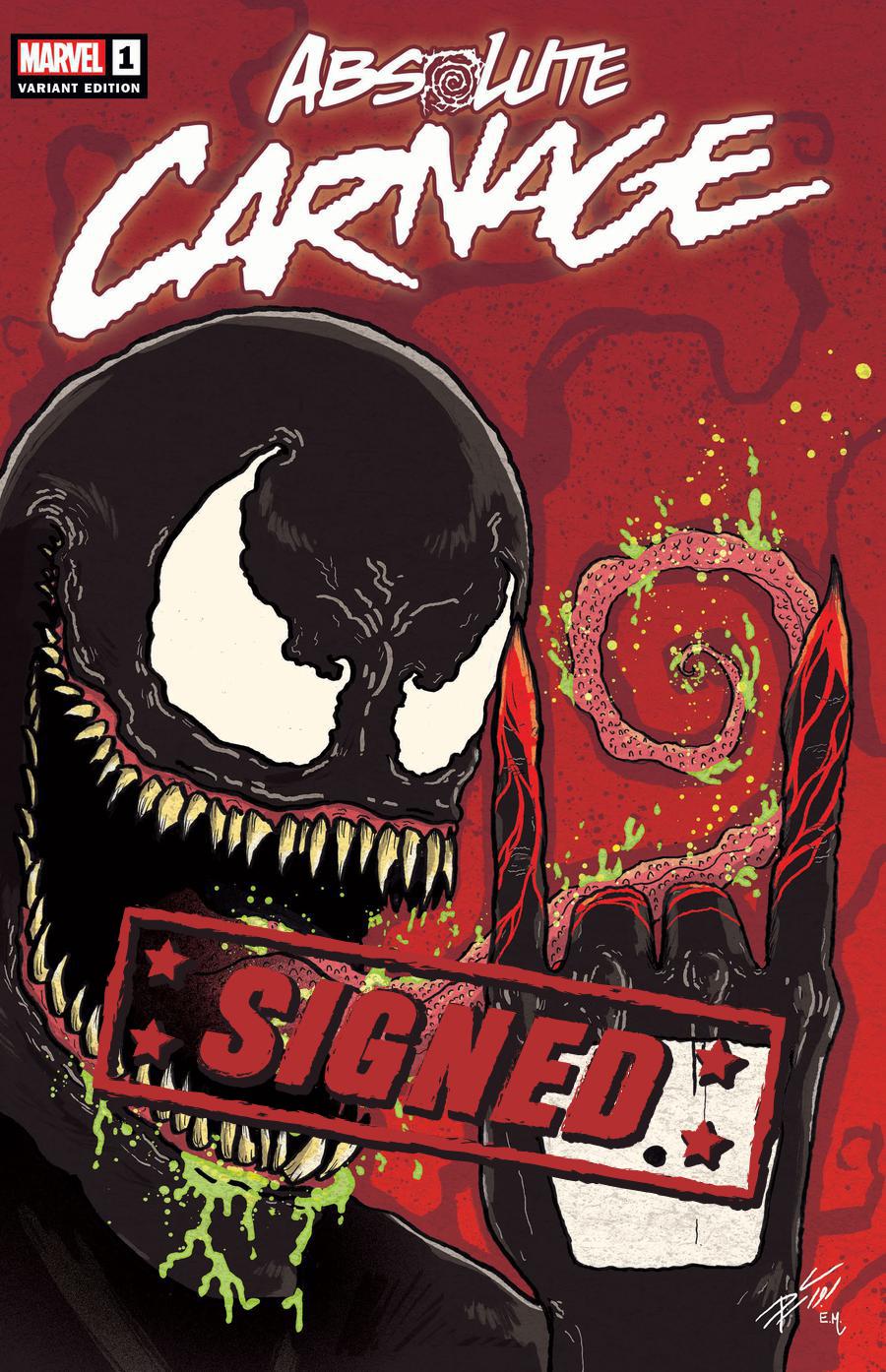 Absolute Carnage #1  Midtown Exclusive Donny Cates Variant Cover Signed By Donny Cates & Ryan Stegman