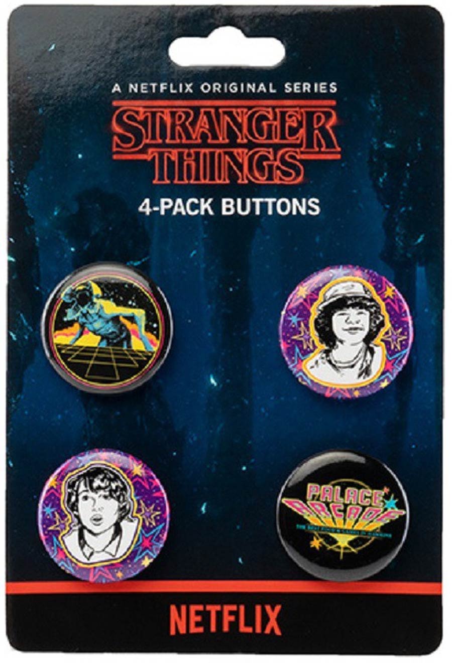 Stranger Things Palace Arcade Carded 4-Button Set