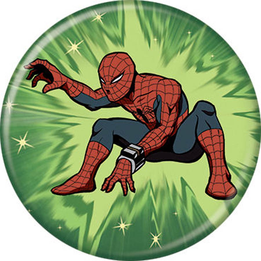 Spider-Man Japanese 1.25-inch Button - Spider-Man On Green (87586)